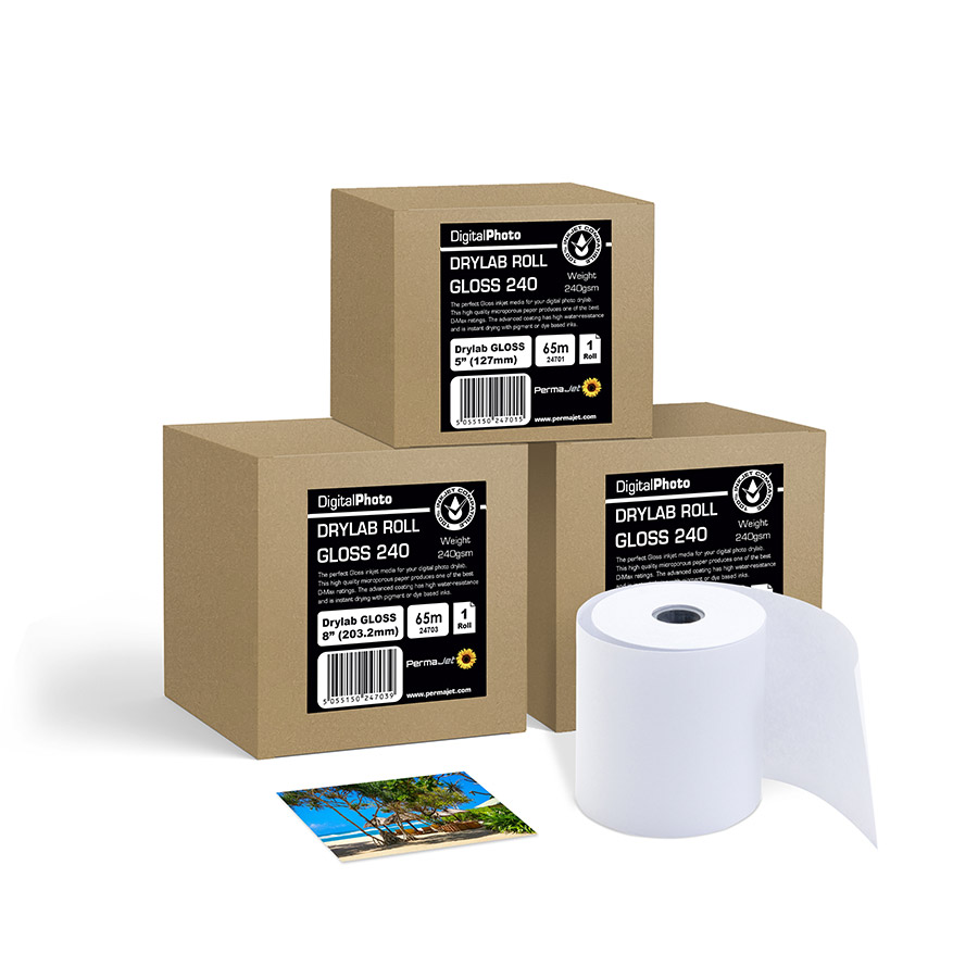 Permajet DryLab Gloss 240 - 4″ x 65m (10.2cm x 65m)