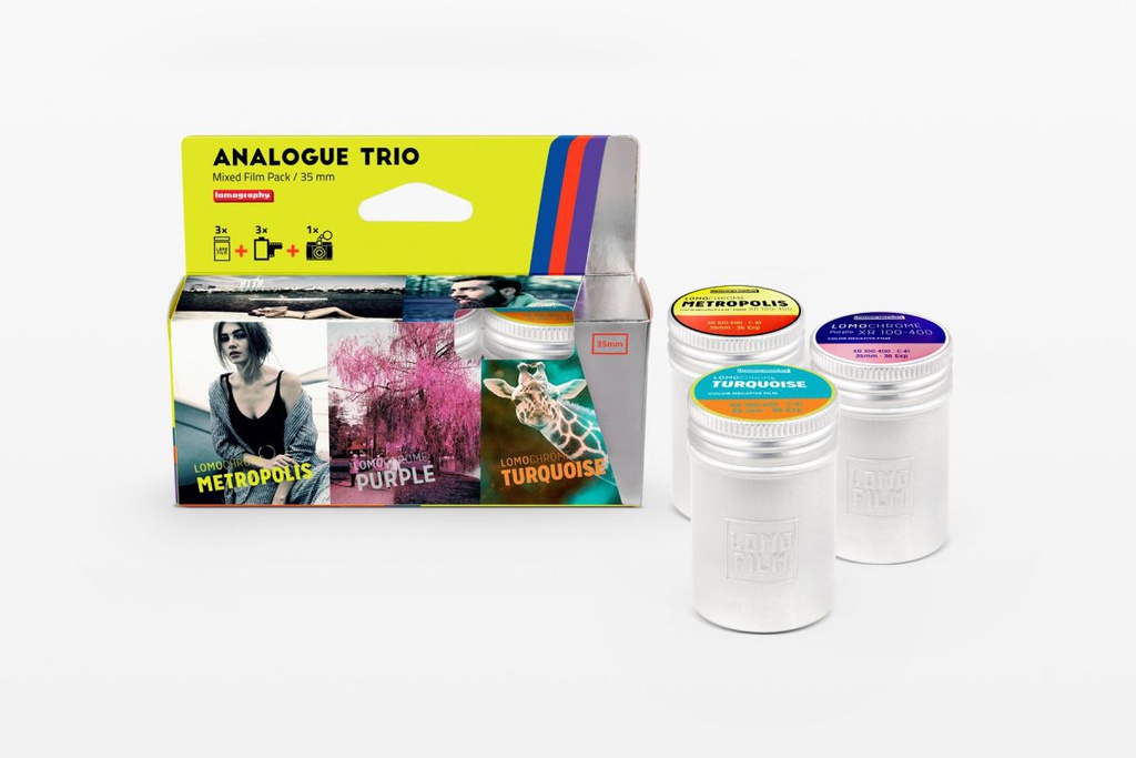 Lomography Analogue Trio gemischtes Filmpack (3x 35mm + Schlüsselanhänger)