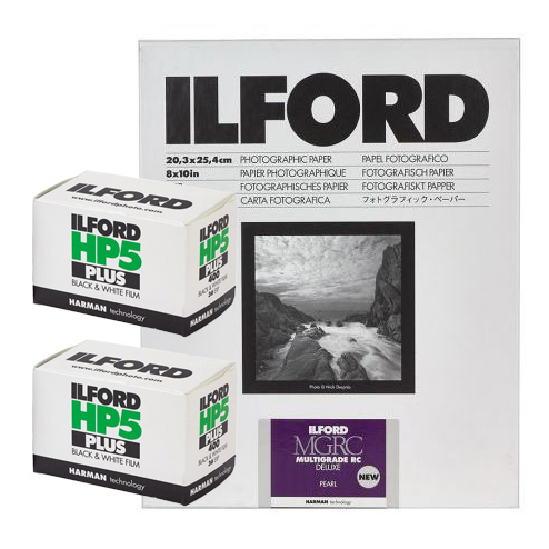 Ilford Multigrade RC Deluxe pearl 44M 20.3x25.4cm 25 Blatt + 2x HP5 135-36 Value Pack