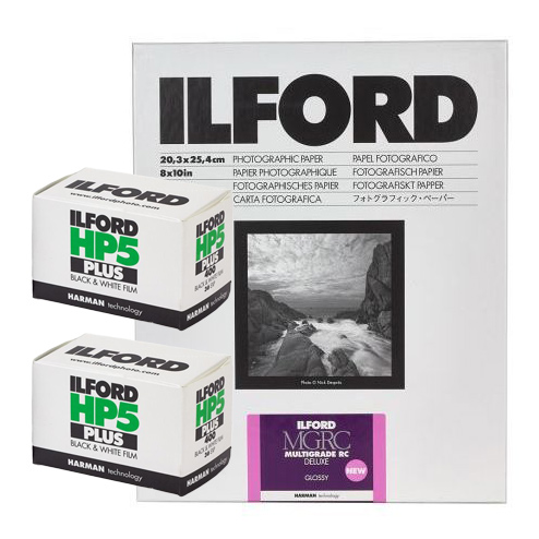 Ilford Multigrade RC Deluxe glossy 1M 20.3x25.4cm 25 Blatt + 2x HP5 135-36 Value Pack