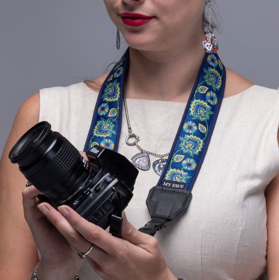 MY FAVE - Camera Strap - Blue Bloom
